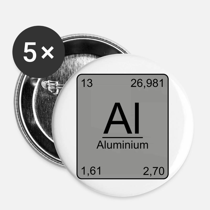 Aluminum, Periodic Table, Chemistry, Physics, Element - Buttons small 1''/25 mm (5-pack) - white