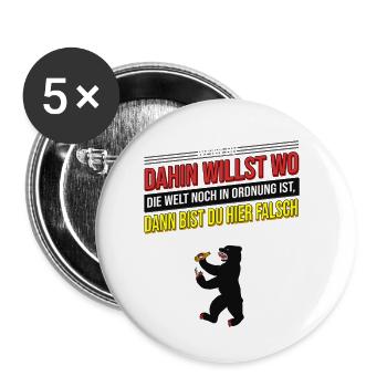 Cooler Berlin Spruch Berliner arm aber sexy; Bär - Buttons klein 25 mm (5er Pack) - Weiß - Vorne