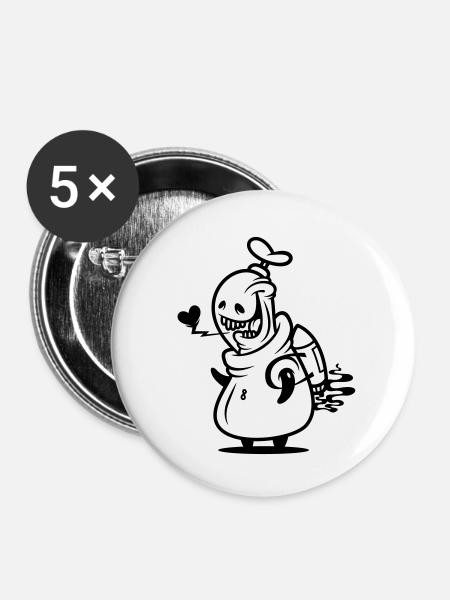 ei8ht-bot heart - Buttons klein 25 mm (5er Pack) - Weiß