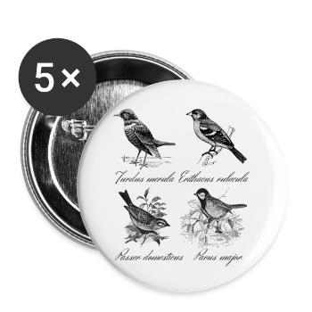 Oiseaux - Lot de 5 petits badges (25 mm) - blanc - Devant