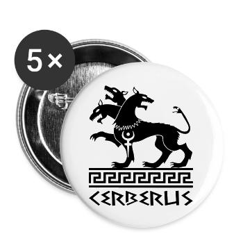 Black cerberus dog - Buttons small 1''/25 mm (5-pack) - white - Front