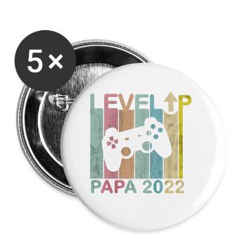 Mann Papa 2022 Zukünftige Eltern Level Up Spieler - Buttons klein 25 mm (5er Pack) - Weiß - Vorne