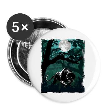 Panthère noire dans la jungle - Lot de 5 petits badges (25 mm) - blanc - Devant