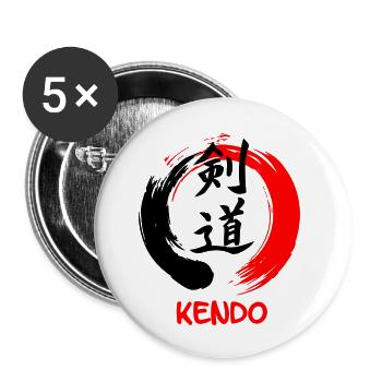 Kendo in enso zen circle - Buttons small 1''/25 mm (5-pack) - white - Front