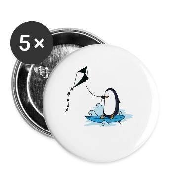 Pinguin beim Kite Surfing - Buttons klein 25 mm (5er Pack) - Weiß - Vorne