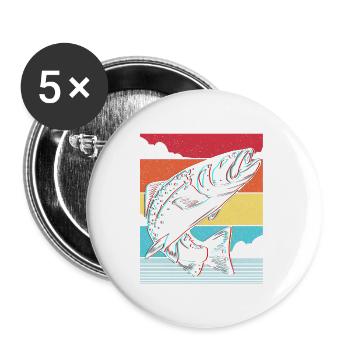 Poissons Carpes de brochet - Lot de 5 petits badges (25 mm) - blanc - Devant
