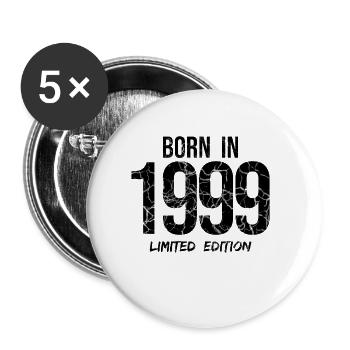 22. Geburtstag - BORN IN 1999 LIMITED EDITION - Buttons klein 25 mm (5er Pack) - Weiß - Vorne