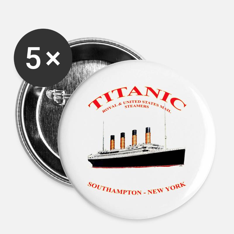 TITANIC COLLECTION CREATION Louis RUNEMBERG ©Adagp - Lot de 5 petits badges (25 mm) - blanc
