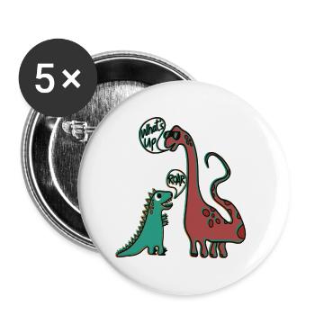 Dinosaures Tyrannosaurus et Brachiosaurus - Lot de 5 petits badges (25 mm) - blanc - Devant