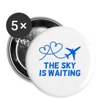 Avion pilote rengaine cadeau - Lot de 5 petits badges (25 mm) - blanc - Devant