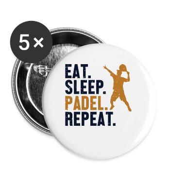 Eat Sleep Padel Repeat Platform Tennis Paddleball - Buttons small 1''/25 mm (5-pack) - white - Front