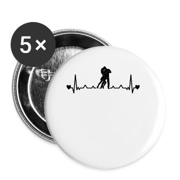 Tango Argentino Heartbeat Tanguera Tanguero - Lot de 5 petits badges (25 mm) - blanc - Devant