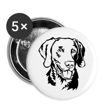 Tête de Weimaraner - Lot de 5 petits badges (25 mm) - blanc - Devant