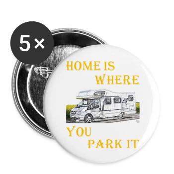 Home is where you park it 2 - Lot de 5 petits badges (25 mm) - blanc - Devant