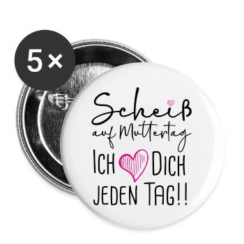 Scheiß auf Muttertag - Buttons klein 25 mm (5er Pack) - Weiß - Vorne