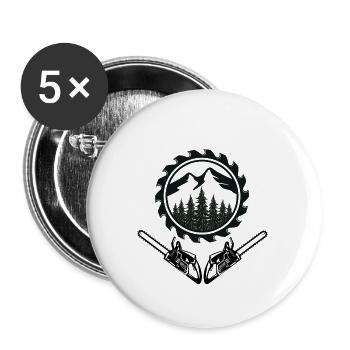 Tronçonneuse Axt Förster Bûcheron scie chaîne - Lot de 5 petits badges (25 mm) - blanc - Devant