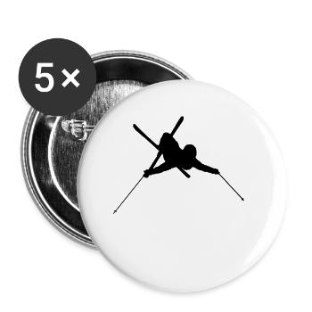 Ski Ski Freerider Ski Free frees - Lot de 5 petits badges (25 mm) - blanc - Devant