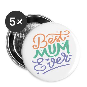 Beste Mama | Muttertag - Buttons klein 25 mm (5er Pack) - Weiß - Vorne