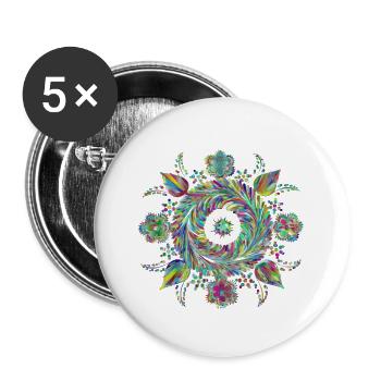 Mandala Kunst - Buttons klein 25 mm (5er Pack) - Weiß - Vorne