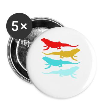 Bartagamen Reptiles Lézard Reptile Pogona Bartagame - Lot de 5 petits badges (25 mm) - blanc - Devant