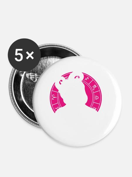 Sternzeichen Widder - Buttons klein 25 mm (5er Pack) - Weiß