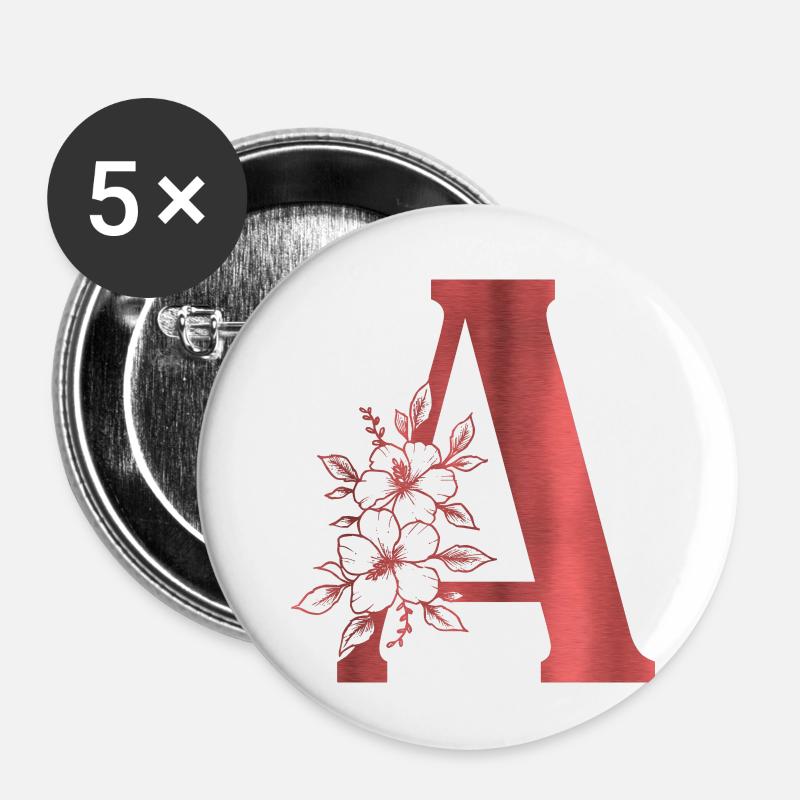 A Monogramme, point - Lot de 5 petits badges (25 mm) - blanc