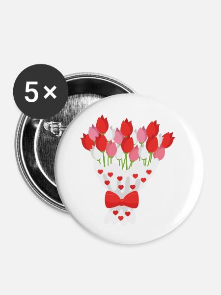 Blumenstrauß - Buttons klein 25 mm (5er Pack) - Weiß