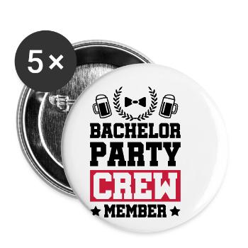 bachelor party crew - Lot de 5 petits badges (25 mm) - blanc - Devant