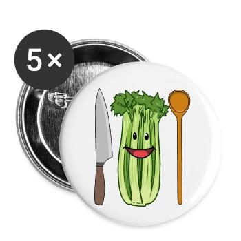 Céleri Légumes céleri à la scie - Lot de 5 petits badges (25 mm) - blanc - Devant