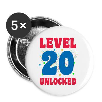 Happy birthday, 20 years old - Buttons small 1''/25 mm (5-pack) - white - Front