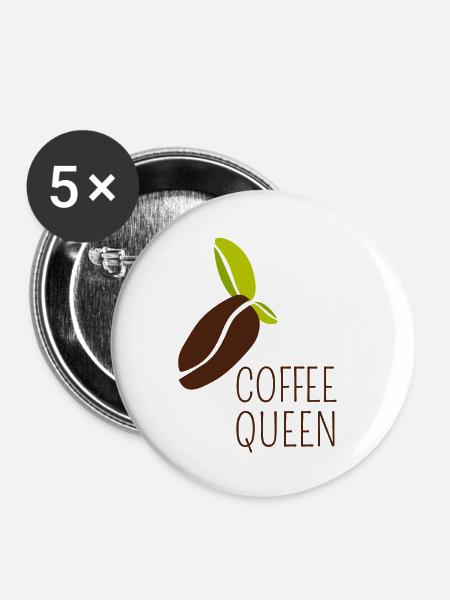 coffee queen - Buttons klein 25 mm (5er Pack) - Weiß