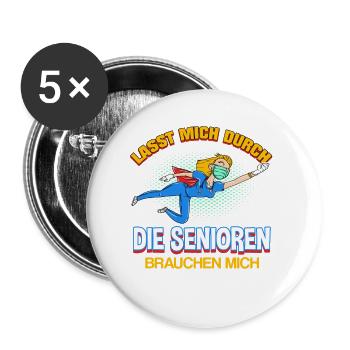 Lasst mich durch die Senioren brauchen mich - Buttons klein 25 mm (5er Pack) - Weiß - Vorne