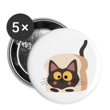 Pain de chat - Lot de 5 petits badges (25 mm) - blanc - Devant