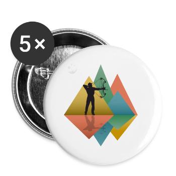Tir à l’arc homme - Arc à poulies - Lot de 5 petits badges (25 mm) - blanc - Devant