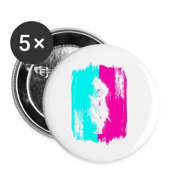Samurai Krieger Japan Türkis Pink Kunst Manga - Buttons klein 25 mm (5er Pack) - Weiß - Vorne