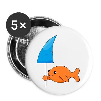 Goldfish with shark fin - Buttons small 1''/25 mm (5-pack) - white - Front