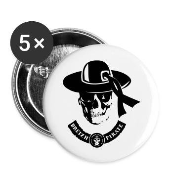 Todeskopf crane breizh Piratenband - Buttons klein 25 mm (5er Pack) - Weiß - Vorne