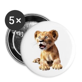 Lion, bébé lion, signe du lion - Lot de 5 petits badges (25 mm) - blanc - Devant
