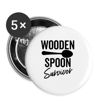 Survivant de cuillère en bois - Lot de 5 petits badges (25 mm) - blanc - Devant