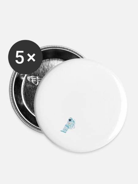 AstronautEnschaukel Mond - Buttons klein 25 mm (5er Pack) - Weiß