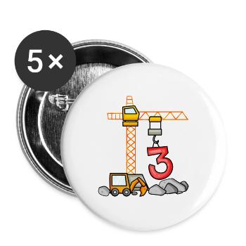 Bagger T-shirt 3. Anniversaire 3 ans garçon chemise - Lot de 5 petits badges (25 mm) - blanc - Devant