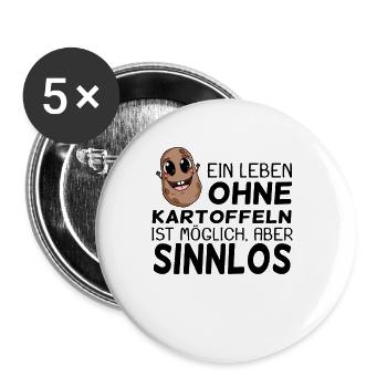 Kartoffel - Buttons klein 25 mm (5er Pack) - Weiß - Vorne