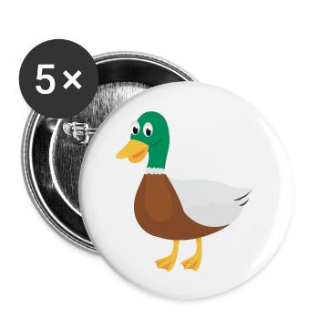 Ente - Buttons klein 25 mm (5er Pack) - Weiß - Vorne