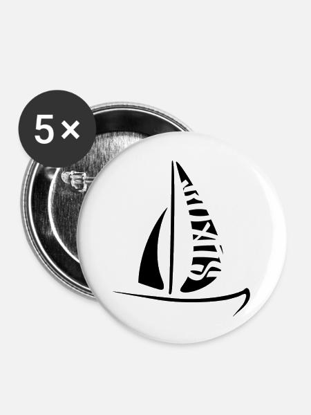 Boot Segelschiff - Buttons klein 25 mm (5er Pack) - Weiß