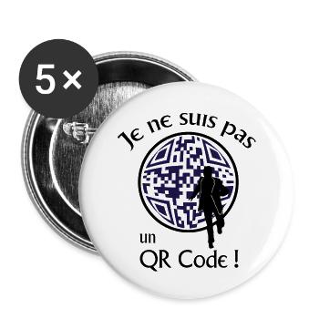 Je ne suis pas un QR-Code ! Message Parodie Série - Lot de 5 petits badges (25 mm) - blanc - Devant