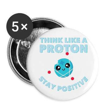 Think Like A Proton Drôle Chimiste Geek Sort - Lot de 5 petits badges (25 mm) - blanc - Devant
