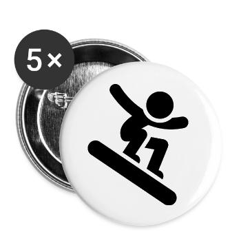 Snowboard Snowboarder - Lot de 5 petits badges (25 mm) - blanc - Devant