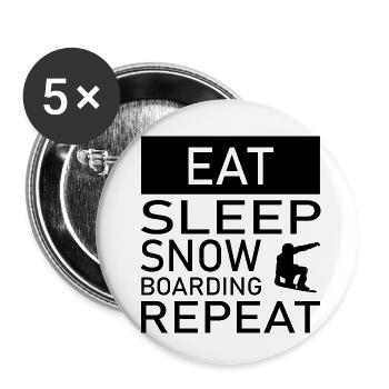 Snowboard Snowboarder - Lot de 5 petits badges (25 mm) - blanc - Devant