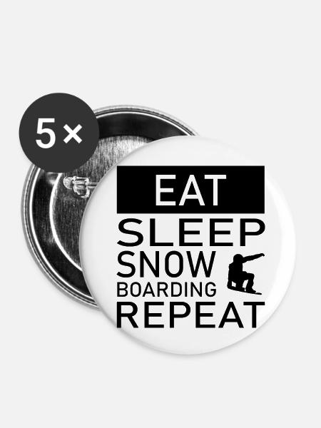 Snowboard Snowboarder - Buttons klein 25 mm (5er Pack) - Weiß