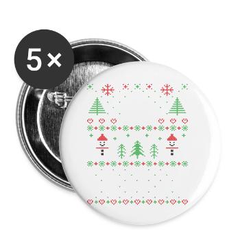 Joy Deer hässlicher Weihnachtspullover - Buttons klein 25 mm (5er Pack) - Weiß - Vorne